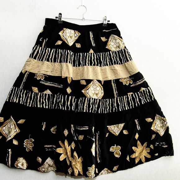 Chaus Petites Size 10 Multi print Black Brown Floral Skirt - Picture 1 of 4